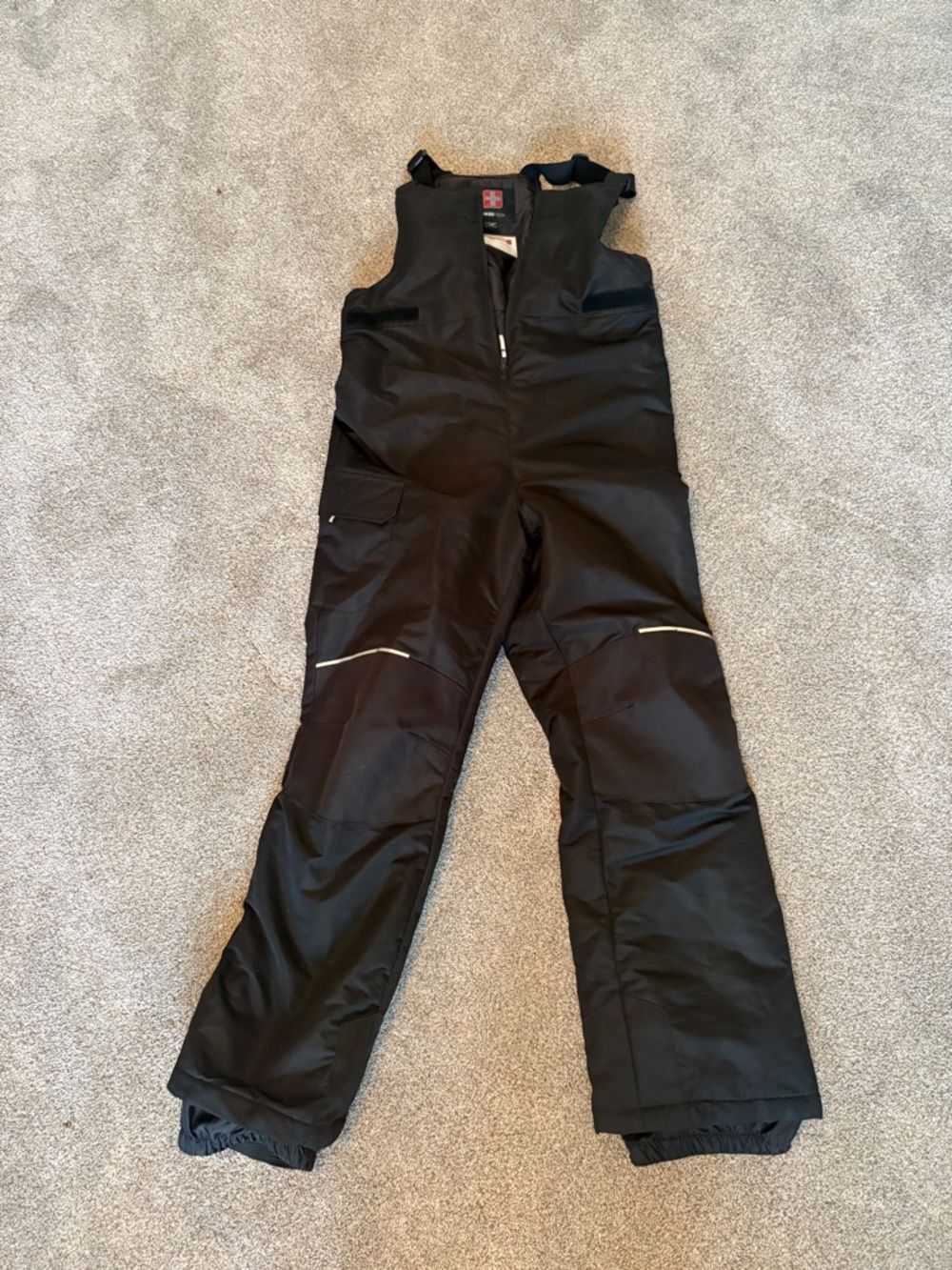 Swiss Tech Black Kids Insulated Snow Overalls